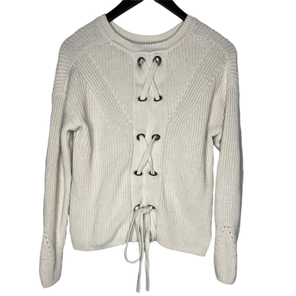 Lucky Brand 100% Cotton Chunky Knit Tie Back Sweater
